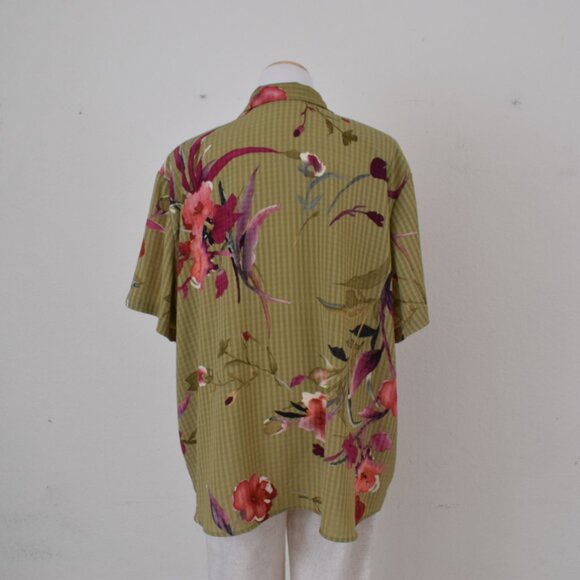 Vintage 1990s Botanical Button Down Blouse by Snug Harbor - Picture 3 of 12